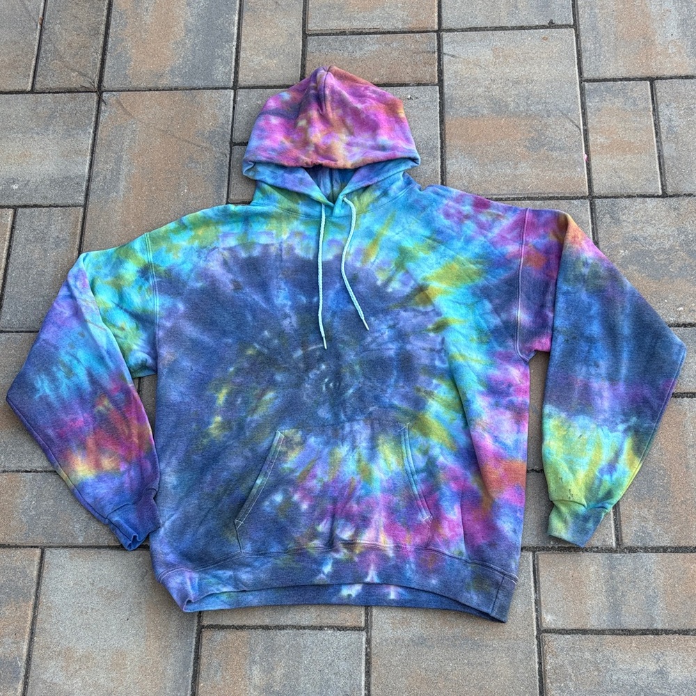 Hanes Men's Tie-Dye Hoodie - Purple, Blue, Yellow